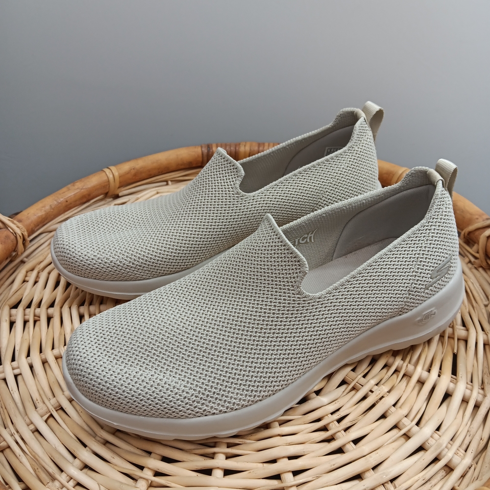 Skechers GO WALK Joy Joselin Slip-On Knit Sneakers in Light Taupe